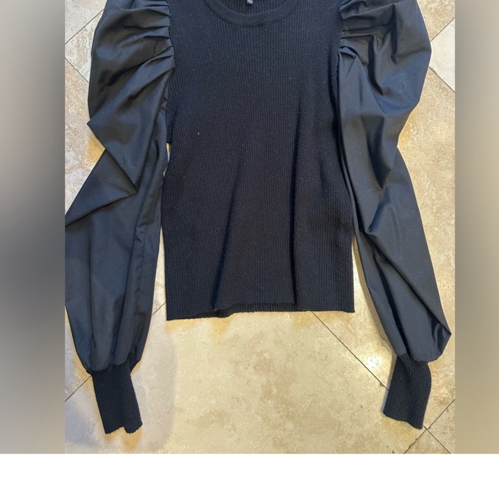 Strut & Bolt Black Puff Sleeve Blouse